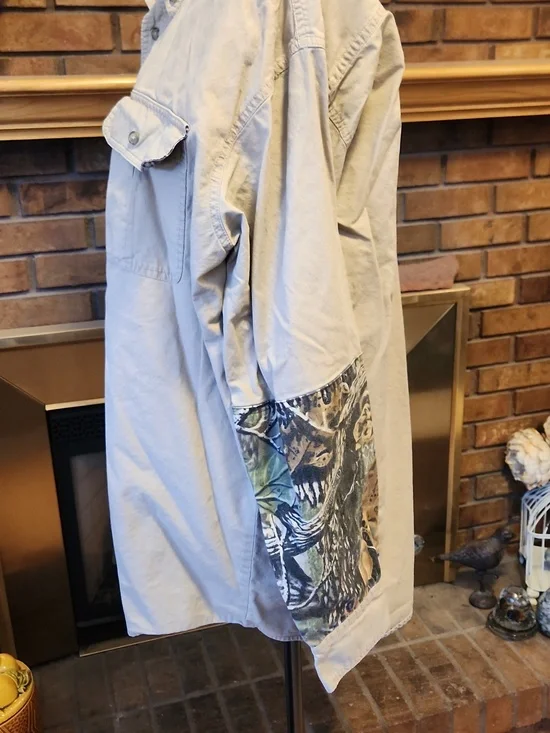 Cabela's Tan Camo Accent Button Down Collar Shirt Size XL Tall Hunting Outdoors - Picture 7 of 10